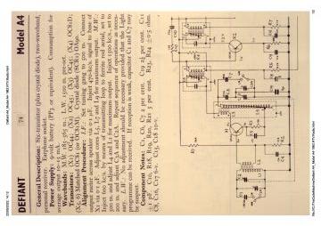 Defiant Model A4 schematic circuit diagram